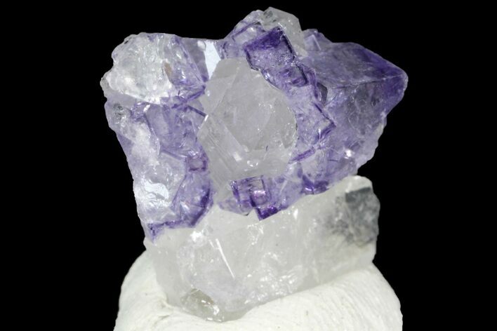 Cubic Purple Fluorite Crystal Cluster with Quartz - China #166170